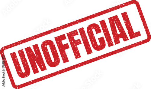 A red rectangular rubber stamp with a grunge texture displaying the word UNOFFICIAL in bold capital letters