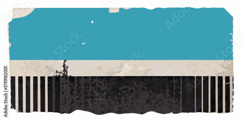 Vintage matchbox design with textured paper and abstract blue and black stripes