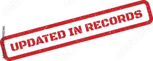 A textured red stamp graphic clearly signifying an important update made within official records documentation