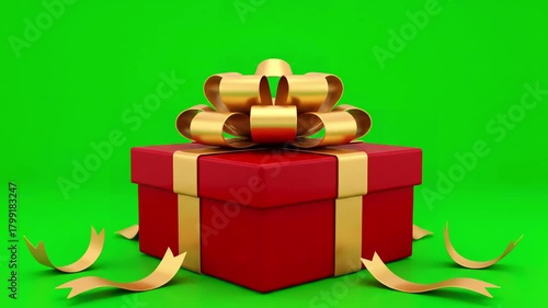 Wallpaper Mural Green Screen opening beautiful gift box with ribbons and big bow 4 videos in 1 unpacking present parcel 3d animation elements on alpha mask channels untying decorative knot 4k uhd 3840x2160 scene Torontodigital.ca