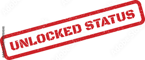 Classic grunge red rubber stamp featuring UNLOCKED STATUS text confirming successful access