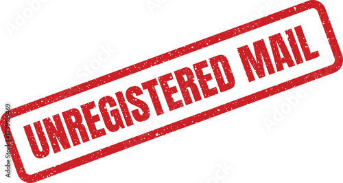 Distressed rectangular red stamp marking UNREGISTERED MAIL on documents or postal items