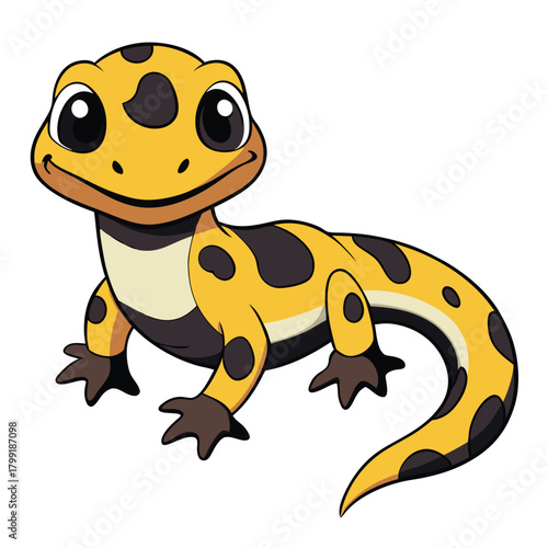 Cartoon Spotted Salamander on White Background