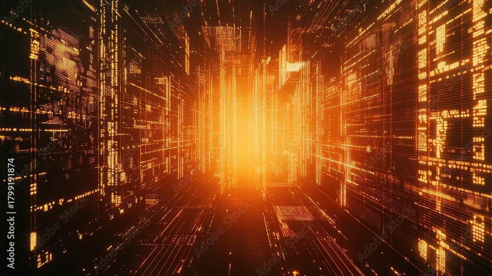 Fototapeta premium Digital data network transferring processing information technology