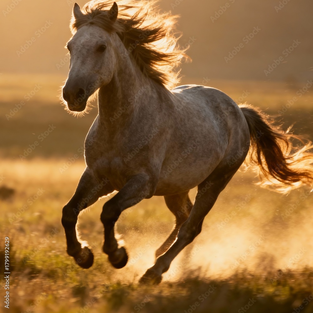 Obraz premium horse running in the field