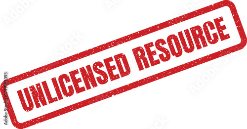 Distressed red rubber stamp warning about the unauthorized use of a valuable resource item