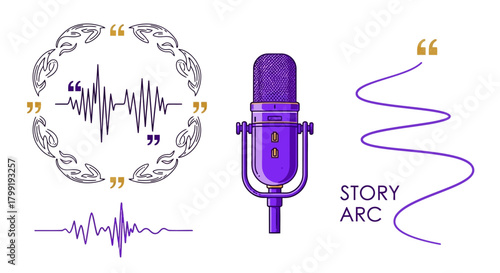 Elegant Voice UI Vector Elements, sound wave wreath for conversational AI branding