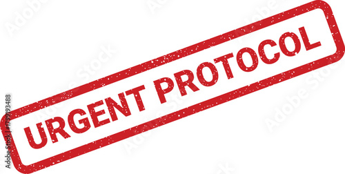 Distressed red stamp symbol with text urgent protocol for critical safety or procedural compliance