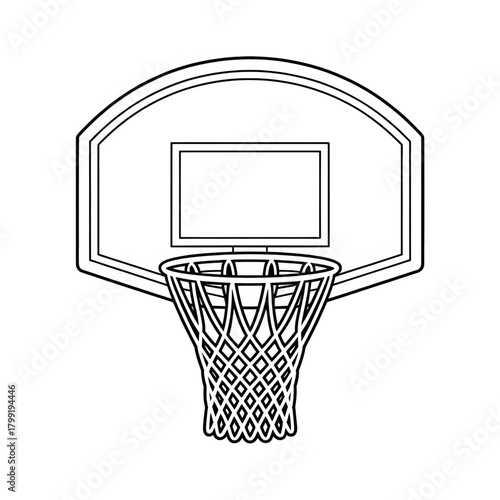 basketball hoop on white background coloring page