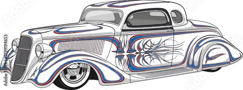 Classic car illustration with decorative elements