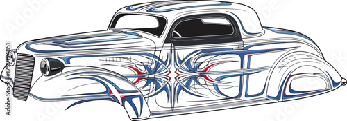 Classic car illustration with detailed artwork