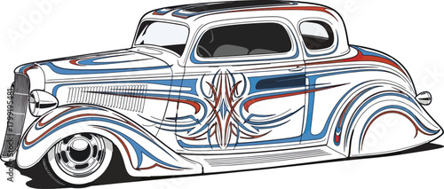 Classic car illustration with decorative elements