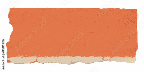 Rough textured orange paper torn edge background with beige bottom layer