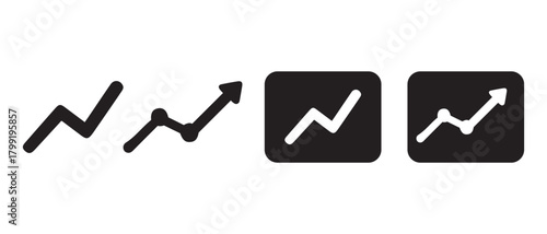 Growth graph line icons set. for business analytics and finance.
