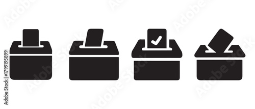 Voting ballot box icon set. on white background, election process.