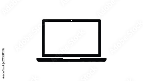 Laptop icon simple flat design element for user interface and infographic isolated on white background