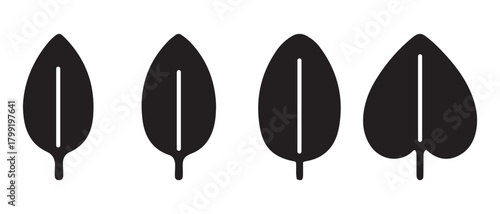 Stylized black leaf icons set. for nature and environmental concepts.