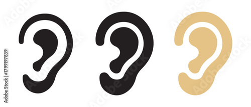 Stylized human ear icon set. for listening and sound concepts.