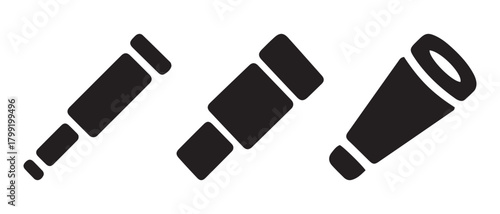 Minimalist telescope icons for discovery, vision, and future.