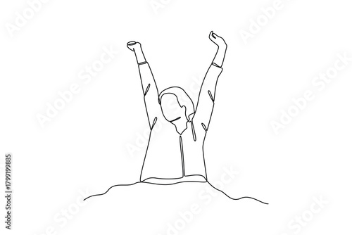 Simple continuous line drawing of a woman take a stretching when his wake up. All about morning activity minimalist concept, simple line, creativity designer. Vector, Designer.
