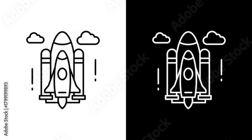 Space Shuttle White Icon Set Design