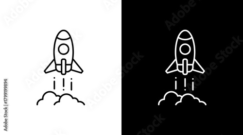 Rocket Booster White Icon Set Design