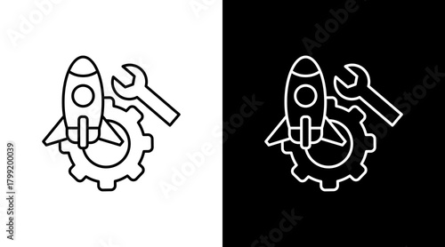 Rocket Assembly White Icon Set Design