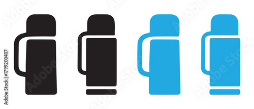 Thermos flask vector icons. for hot cold beverages liquid storage.