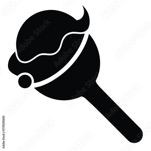 A simple black silhouette shows a lollipop with a swirl and a stick