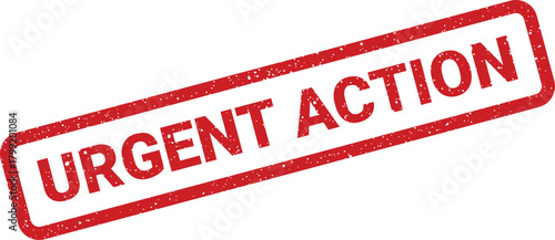 Grunge texture stamp featuring bold text URGENT ACTION for immediate tasks and critical business communication