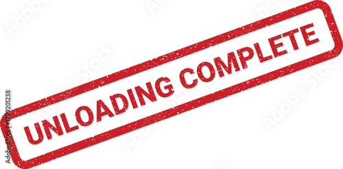 Grunge textured rubber stamp indicating the successful completion of an unloading process or task