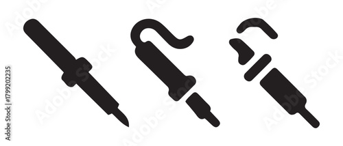 Set of soldering iron tools for electronic repair and assembly.