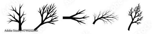 frosted tree branch vector design with black silhouette and white background