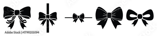 gift bow vector design with black silhouette and white background