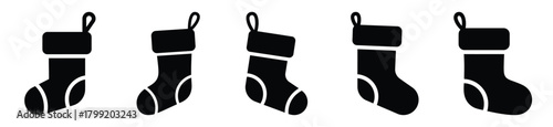 holiday stocking vector design with black silhouette and white background