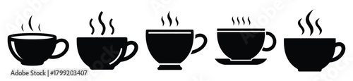 hot tea cup vector design with black silhouette and white background