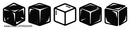 ice cube vector design with black silhouette and white background