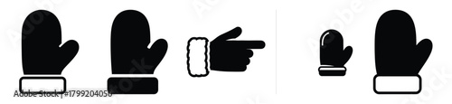 santa glove vector design with black silhouette and white background