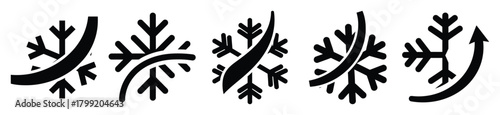 snowflake curve vector design with black silhouette and white background