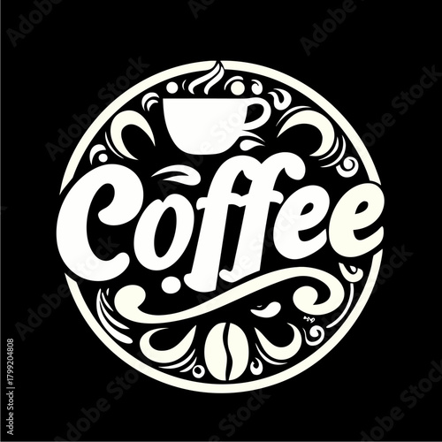 Vintage round coffee shop logo