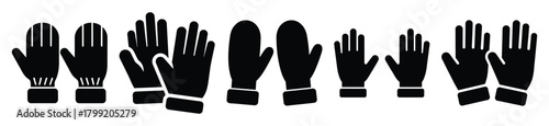warm gloves vector design with black silhouette and white background