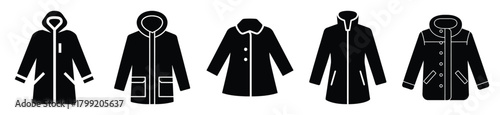 winter coat vector design with black silhouette and white background