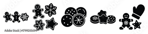 winter cookies vector design with black silhouette and white background