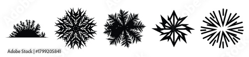 winter frost pattern vector design with black silhouette and white background
