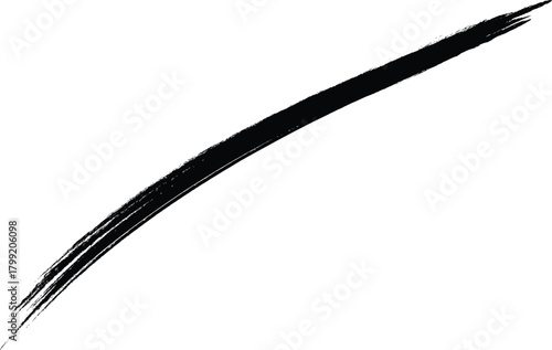 An abstract and dynamic stroke created with a black brush, gracefully sweeps across the space, line brush grunge underline shapes