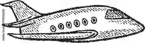 Stipple vector passenger airplane side view, vintage jet travel icon for tourism poster, ticket, logo or web banner
