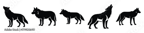 winter wolf vector design with black silhouette and white background