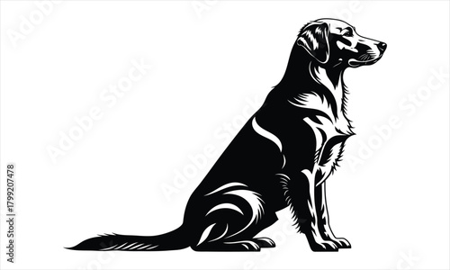 Elegant Labrador Retriever Illustration in Black and White for Art and Design Projects
