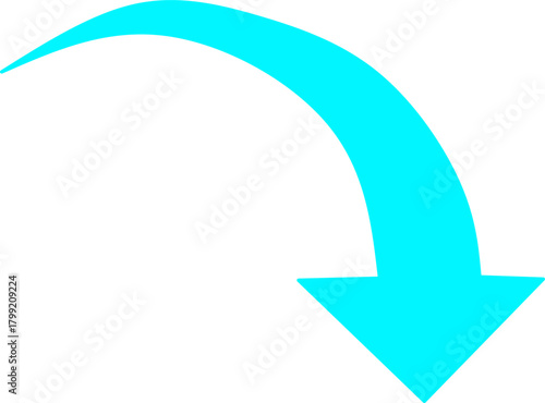 Free Download Bold blue curved arrow pointing downward, symbolizing direction, navigation, and movement. Clean and minimal vector style ideal for icons, infographics, and UI design.
 - GFXLoad