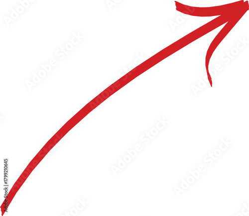 A bright red arrow pointing upwards. This graphic symbolizes growth, direction, and progress. It is a visual cue representing concepts such as ascension, improvement, and development.